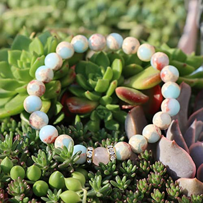 Healing Bracelet For Women Anxiety Beaded Bracelets Jewelry Healing Stone Crystal Bracelet Stress Relief Yoga Beads Chakra Bracelets Gifts For Women pink - color: african Opal