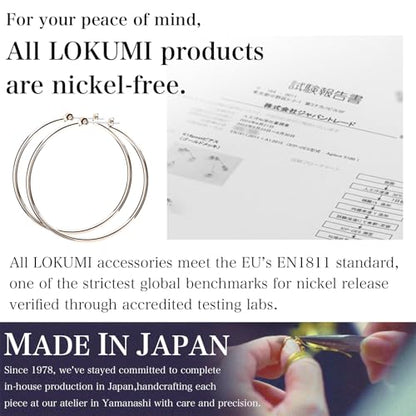 LOKUMI Resin Post Hoop Earrings | Hypoallergenic & Nickel-Free | Made in Japan | Available in 6 sizes and 3 finishes: Silver, 24K Gold, and Pink Gold - color: 15mm 24K gold plated