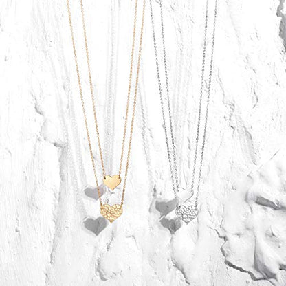 MEVECCO Dainty Pendant Layered Necklaces for Women | 18K Gold Plated Brass, 2-Piece Set With A Choker-Length Upper Layer, Wear Together Or Separately, Refined Everyday Style - style: Heart