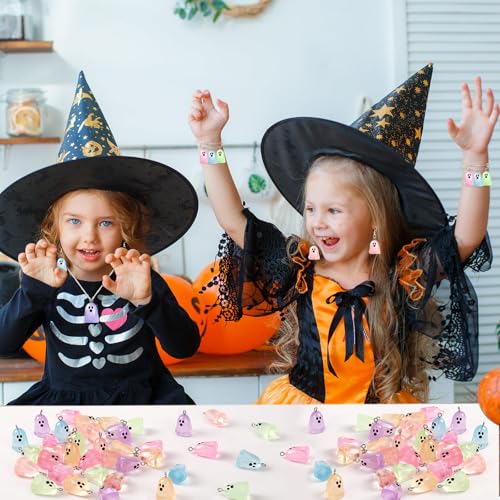 64Pcs Halloween Luminous Mini Resin Ghost Charms Jewelry Making | Premium Luminous Resin, Mini Glow in The Dark Ghosts Pendant, DIY Bracelet Necklace Earrings Jewelry Making Decorations - style: Halloween Style