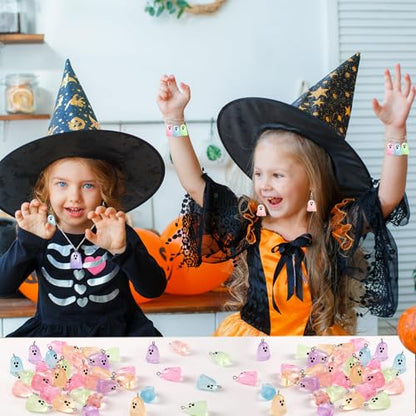 64Pcs Halloween Luminous Mini Resin Ghost Charms Jewelry Making | Premium Luminous Resin, Mini Glow in The Dark Ghosts Pendant, DIY Bracelet Necklace Earrings Jewelry Making Decorations - style: Halloween Style