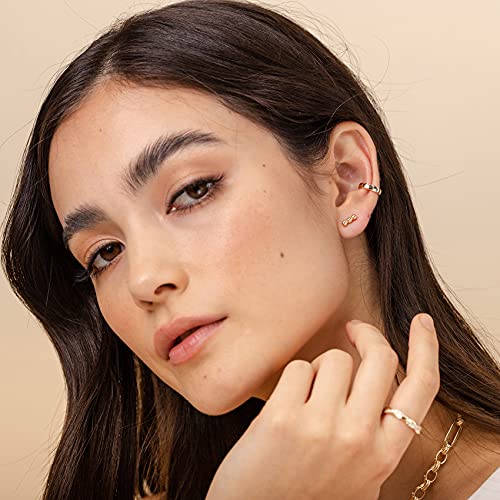 PAVOI 14K Gold Plated 925 Sterling Silver Round Huggie Ear Cuff Earrings for Women | Clip On Cartilage Cuff Earrings - style: Wide