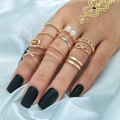 HUJUON 27-34PCS Knuckle Rings Set for Women Stackable Finger Ring Sets Vintage Joint Midi Rings Gold/Silver Star Moon Stacking Rings for Women - style: 27Pcs