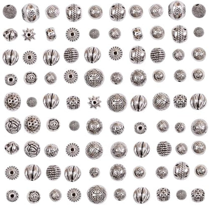 stino Metal Ball Spacer Beads for Jewelry Making, Silver Bracelet Earrings Necklace Findings & Supplies 512 (Ball (70pcs)) - color: Ball (70pcs)