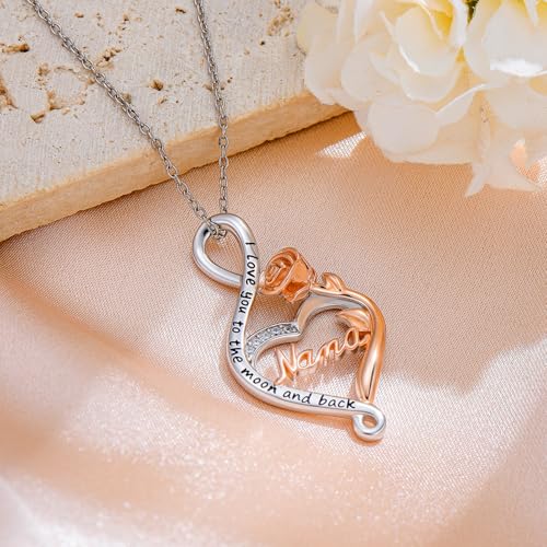 925 Sterling Silver Necklace Gifts for Women Crystal/Opal Jewelry Pendant Christmas Birthday Gift - style: Rose-Nana
