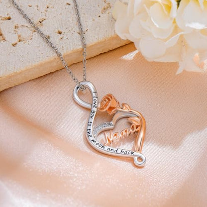 925 Sterling Silver Necklace Gifts for Women Crystal/Opal Jewelry Pendant Christmas Birthday Gift - style: Rose-Nana