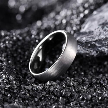 King Will Wedding Band for Men Women, 2/4/6/7/8mm Domed Matte Brushed Tungsten Carbide Rings, Solid/Dual Color Engagement Rings, Comfort Fit - color: Gunmetal Grey-6mm