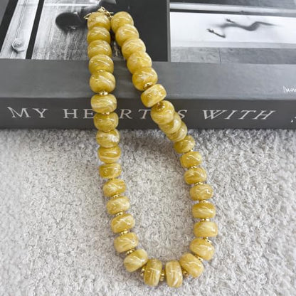 Colorful Chunky Resin Beaded Choker Necklaces for Women | Multicolor Beads, Sturdy Metal Chain, Adjustable, Detachable, Lightweight, Summer Beach Boho, Trendy Statement Jewelry Gift - color: Light Yellow