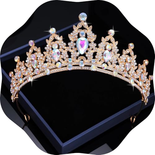 Kamirola - Queen Crown and Tiaras Princess Crown for Women Crystal Headbands for Bridal, Princess for Wedding and Party - color: GOLD&Multicolor