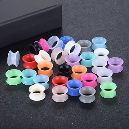 Xpircn 30Pcs Silicone Ear Gauges Flexible Ear Tunnels Plugs Stretchers Expander Double Flared Flesh Ear Piercing Jewelry for Women Men - style: Gauge:1/2"(12mm)
