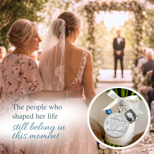 Bouquet Charm On Your Wedding Day Memorial Honoring Mom Dad Grandma Grandpa Meaningful Bridal Floral Jewelry Silver Finish Pendant Bride's Flowers Photo Frames Parent Grandparent - color: Blue Bead, style: My Granddaughter | 1 Frame