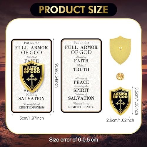 Sayglossy 30 Sets Put on the Whole Armor of God Pins on Card Lapel Pin for Men Bulk Bible Christian Pins Gifts Religious Goldtone for Church Home Party Supplies - style: Armor of God