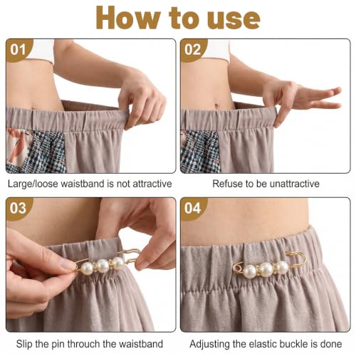 cobee 24 Pcs Pearl Brooch Pins, Crystal Safety Pin Button with Storage Box | Pant Waist Tightener Clip Sweater Shawl Hat Clips for Women Clothing Dress Cardigan Scarf Bag