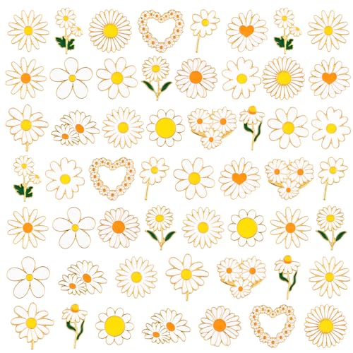 Tondiamo 24/54 Pcs Flower Alloy Enamel Pins Floral Brooch Lapel Pin for Spring Birthday Party Favor Women Jewelry Gift - style: Daisy