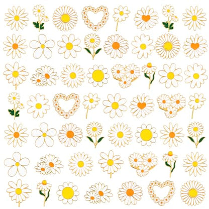 Tondiamo 24/54 Pcs Flower Alloy Enamel Pins Floral Brooch Lapel Pin for Spring Birthday Party Favor Women Jewelry Gift - style: Daisy
