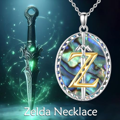 VONALA Artemis's/Poseidon's/Athena's/Weapons Necklace S925 Sterling Silver Plated Abalone Pendant Necklace for Women Men for Women Men - style: Triforce