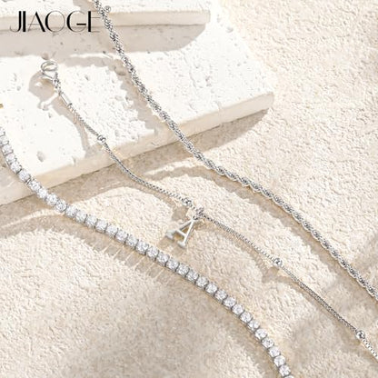Gold Bracelets for Women Girls - Dainty Gold/Silver Bracelet Stack Jewelry Set Personalized Initial Bracelets Cute Stackable Rope Box Chain Tennis Bracelets Gifts for Women Teen Girl Gifts - color: J-Silver