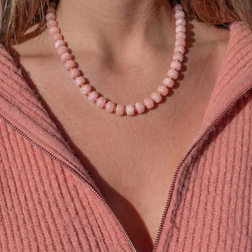 Chunky Colorful Choker Necklace for Women - Summer Beach Round Resin Beads Necklace, Trendy Statement Summer Beach Jewelry Birthday Gifts for Vacation Holiday - color: 14mm Soft Pink Beads