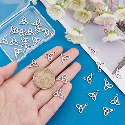 UNICRAFTALE 30Pcs Triquetra Pendant Trinity Necklace Charms, Stainless Steel, 13.3mm