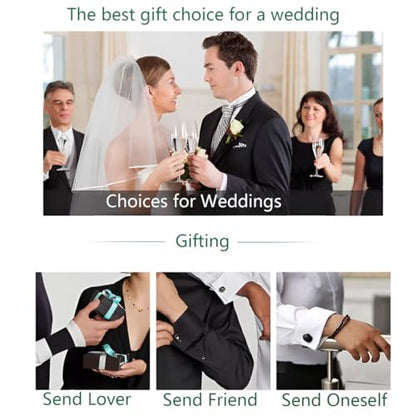 Cufflinks for Men and Tuxedo Shirt Studs Set with Gift Box Stainless Steel Cuff links - style: Black-2+6