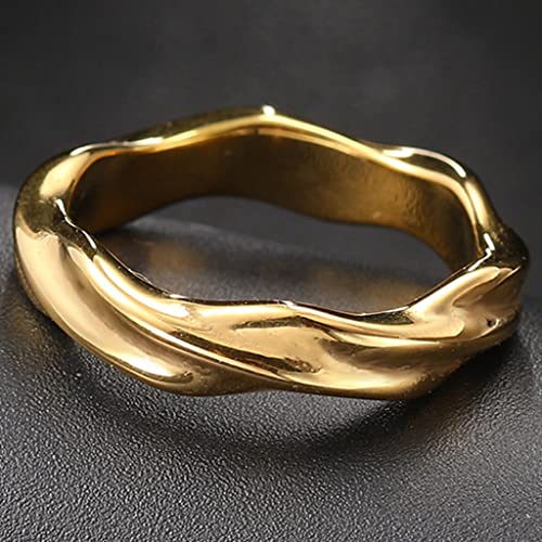 Jude Jewelers 6mm Stainless Steel Simple Plain Twisted Wave Braided Wedding Band Ring - color: Gold