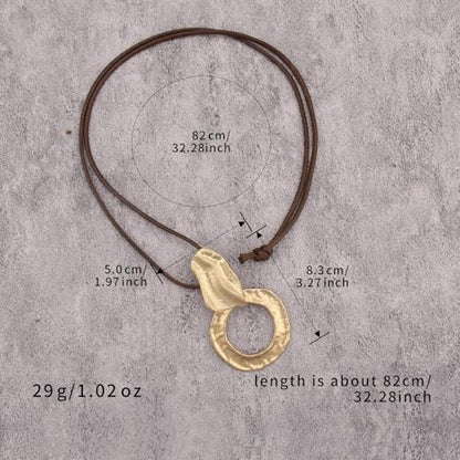 Bohemian Necklaces for Women Long Leather Necklace with Large Pendant Chunky Boho Hippie Jewelry Pendant Chocker Necklace - style: Bohemian Necklace