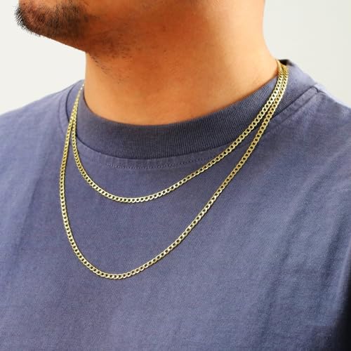 Nuragold 10K Real Yellow Gold Cuban Curb Link Chain Necklace (2mm - 7.5mm) - size: 30", style: 3.5mm