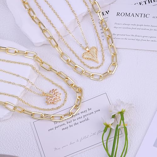 2 PCs Gold Plated Necklace Set for Women - Non Tarnish Jewelry Gift with Fashion Design - style: Three Layered Butterfly 1