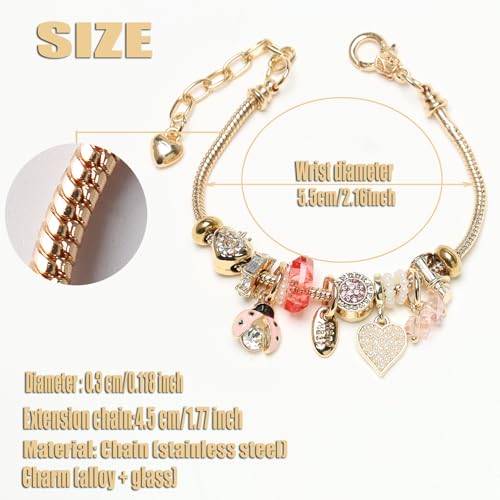 DS Charm Bracelets for teen girls exquisite cute cartoon friendship bracelet Gold Stainless Steel Bangle birthday Gift box Adjustable little girls kids jewelry holiday gifts - style: GOLD-10