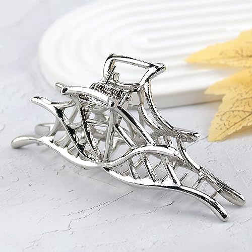 Spider Web Alloy Hair Claw Clips, 1Pcs Silver Punk & Y2K-Style Hair Accessory for Thin Hair - color: Silver Spider Web