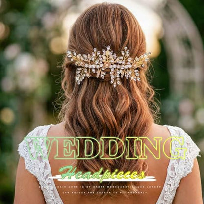 JAKAWIN Bridal Hair Comb Wedding Hair Accessories Rhinestone Hair Clip | Gold Prom Bride Headpiece for Women - color: B Gold