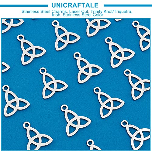 UNICRAFTALE 30Pcs Triquetra Pendant Trinity Necklace Charms, Stainless Steel, 13.3mm