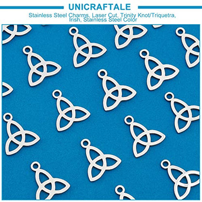 UNICRAFTALE 30Pcs Triquetra Pendant Trinity Necklace Charms, Stainless Steel, 13.3mm
