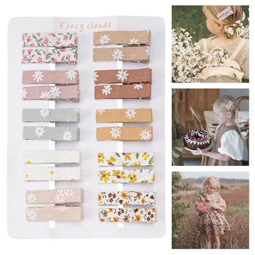 FANCY CLOUDS Hair Clips for Girls Women Toddler Baby,Assorted 20Pcs Flower Fabric Fully Lined Small Alligator Clips Hair Accessories for Teens Child Kids Gifts - color: floral, size: 1 Count (Pack of 20)