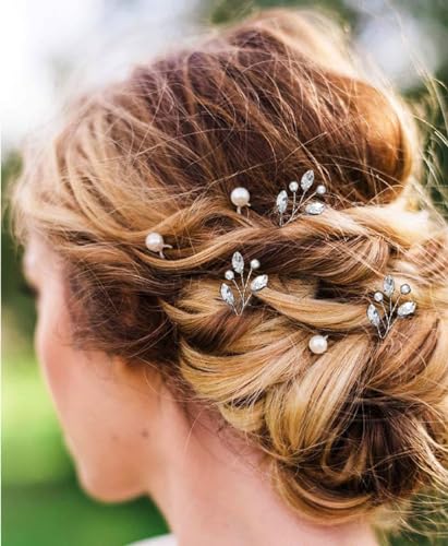 9 Pieces Bride Wedding Hair Pins Bridal Hair Accessories Set Jewelry Bridesmaids Silver HairPiece for Women - color: Set 3