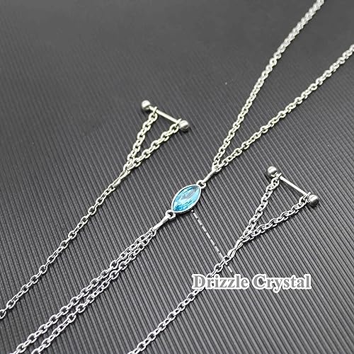 Nipple Chains Pierced Necklace 14G Barbells Nipple Rings Drizzle Dangle Body Piercing Jewelry - color: h