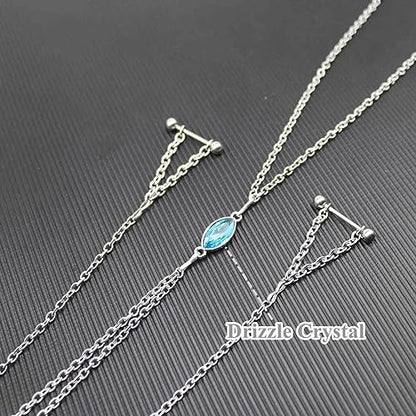 Nipple Chains Pierced Necklace 14G Barbells Nipple Rings Drizzle Dangle Body Piercing Jewelry - color: h