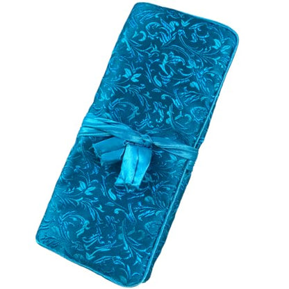Embroidery Travel Jewelry Bag Roll Western Embroidered Flower Brocade Organizer with Tie Close Jewelry Roll for Women Girls (Blue) - color: 07 Blue