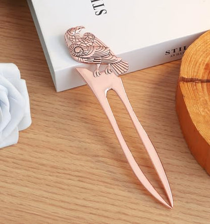 2pcs Antique Rose Raven French Hair Pins Black Wicca Witch Hair Sticks Renaissance Festival Hair Acceossories for Women 06