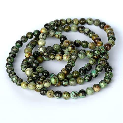 Angelstones Gemstones 6mm Round Beads Healing Crystal Bracelet for women | Natural Gemstone, Handmade Gifts for Women, Healing Crystal Round Beaded Stretch Bracelets, Unisex Jewelry for Women and Men - color: African Turquoise