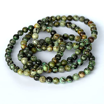 Angelstones Gemstones 6mm Round Beads Healing Crystal Bracelet for women | Natural Gemstone, Handmade Gifts for Women, Healing Crystal Round Beaded Stretch Bracelets, Unisex Jewelry for Women and Men - color: African Turquoise