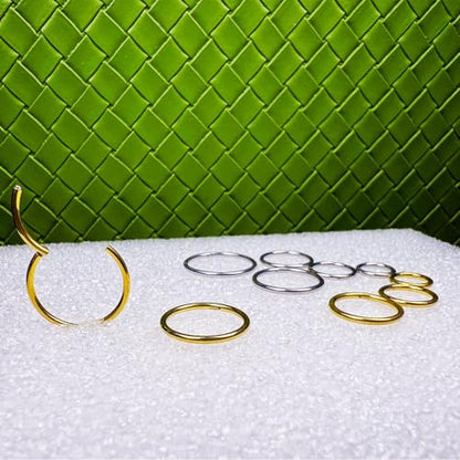 16Gauge earrings nosering clicker hoop Hypoallergenic body piercing ring | 6-14mm/6-12mm/Stainless Steel Gold/Silver,Septum Rings Hinged Clicker, Helix Cartilage Daith Tragus,Sleeper Hoop,Piercing - color: 16G 6-8-10-12-14mm Gold&Silver