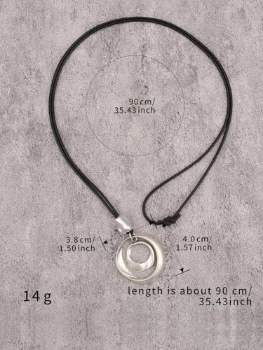 Bohemian Necklaces for Women Long Leather Necklace with Large Pendant Chunky Boho Hippie Jewelry Pendant Chocker Necklace - style: Bohemian Pendant Necklaces