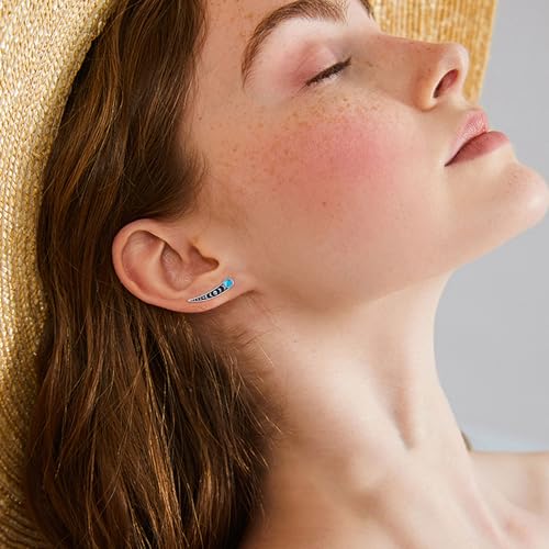 Ear Climbers Earrings for Women Sterling Silver Vintage Ear Crawler Earrings Jewelry Gifts for Women - style: Moon Phase-Turquoise