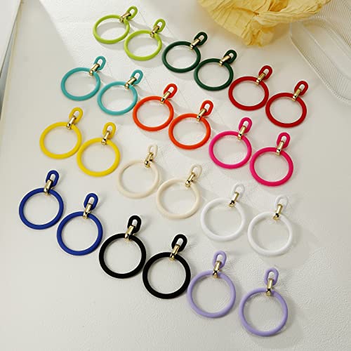 RUOFFETA Acrylic Rectangle Earrings, Fashion Acrylic Square/Oval/Hoop Statement Drop Earrings for Women - color: Lavender Hoop