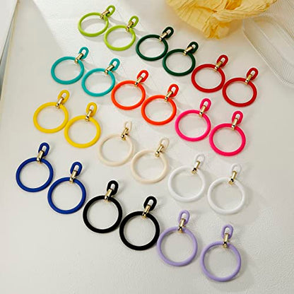 RUOFFETA Acrylic Rectangle Earrings, Fashion Acrylic Square/Oval/Hoop Statement Drop Earrings for Women - color: Lavender Hoop