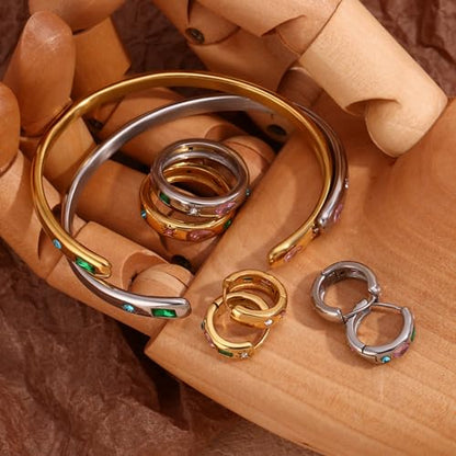 18K Gold Bangle Bracelets for Women 925 Sterling Silver Bracelets Bracelets Adjustable Boho Bracelets Stackble Cuff Bangle Bracelets for Men Women Chunky Gold Bangle Open Cuff Bracelets Christmas Gift - color: Bracelets-15