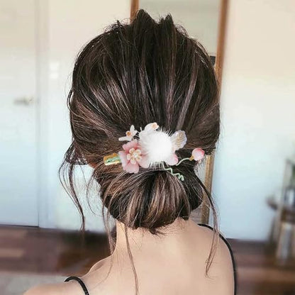 Wedding Hair Clips, Crystal Hair Pins Pearl Rhinestone Hair Barrettes, Bridal Flower Hair Pieces Pearl Headpieces Hair Accessories for Women Girls (Pink&Gray) - color: Pink&Gray