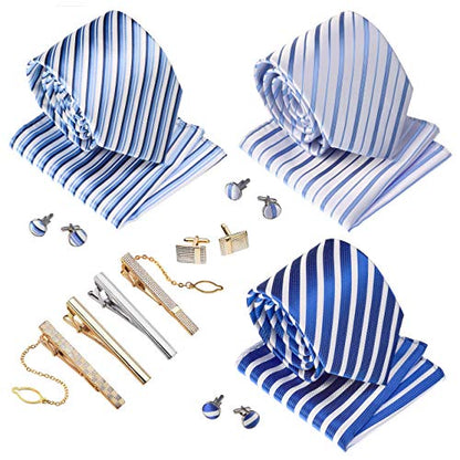 Premium Men’s Gift Tie Set Silky Necktie Pocket Squares Tie Clips Cufflinks For Men - color: Men's Style 4