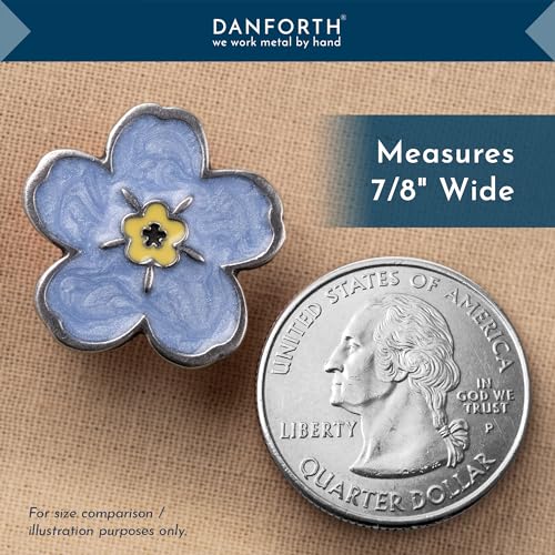 Forget-Me-Not Flower Lapel Pin, Light Blue Wardrobe Accessory, Handcast & Painted in the USA - Pewter Pin for Jackets, Hats, Tops, Measures 7/8"